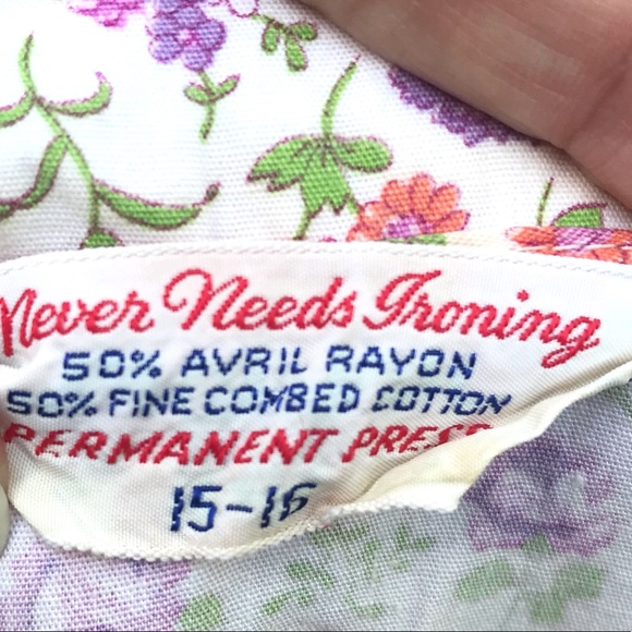 Vintage 60’s pink & purple floral cotton button down belted shirt dress - Picture 12 of 12